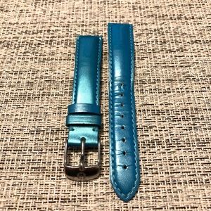 16mm Blue patent leather Michele watch strap